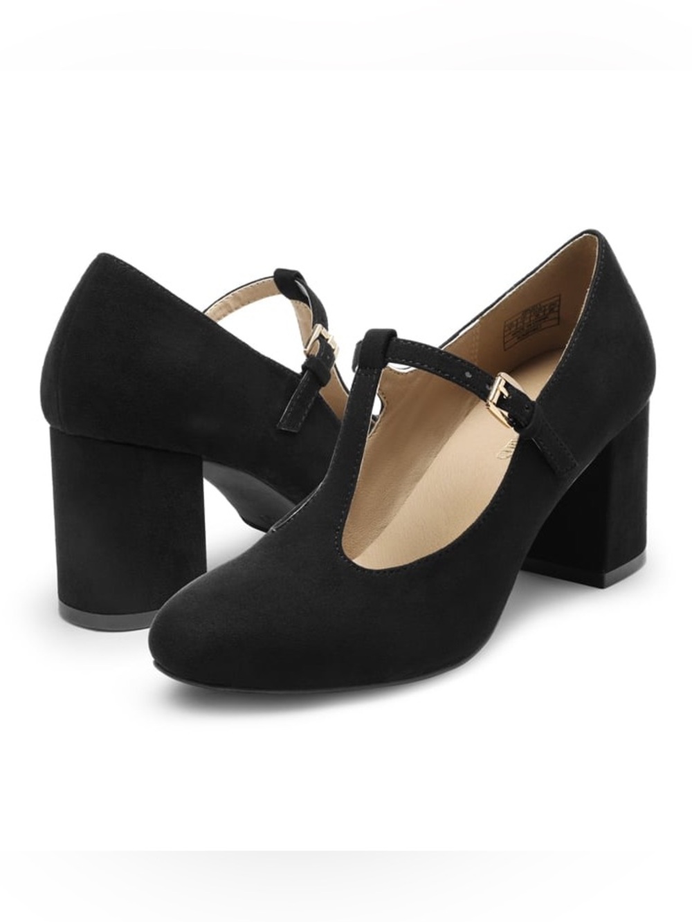 T-Strap Mary Jane Pumps with Chunky Heel